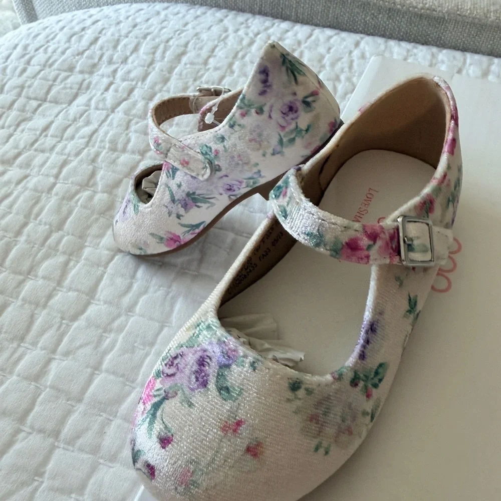 GAP x LoveShackFancy Toddler Girl 7 Mary Jane Floral Shoes NWT